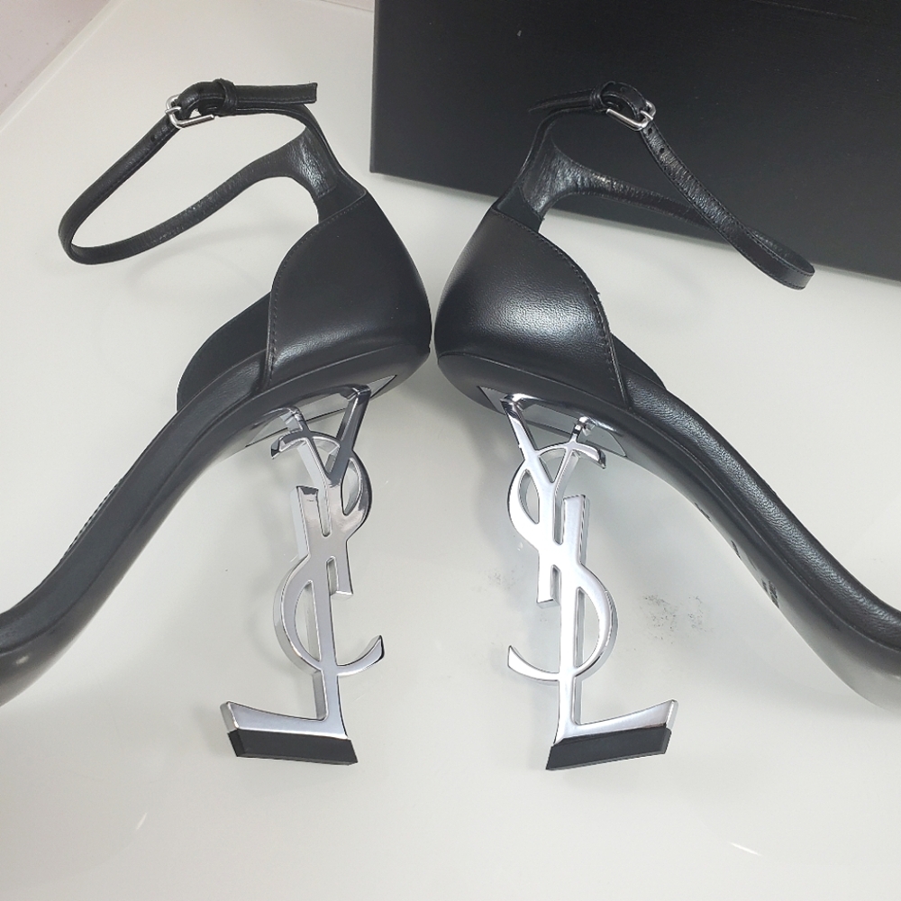 NEW$1290 Yves Saint Laurent Opyum YSL Black Silver Ankle 110 Heel Sandal Sz 9.5 - Picture 10 of 16
